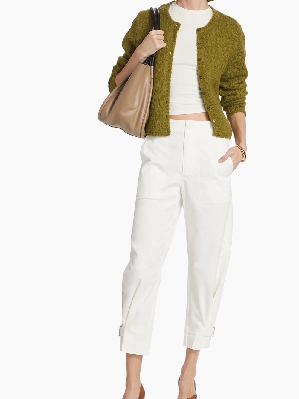 PROENZA SCHOULER • Cotton twill tapered crop pants - white - size 6
